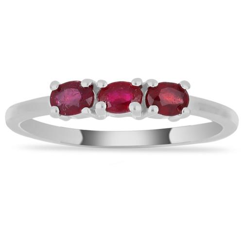 BUY NATURAL GLASS FILLED RUBY GEMSTONE RING IN STERLING SILVER